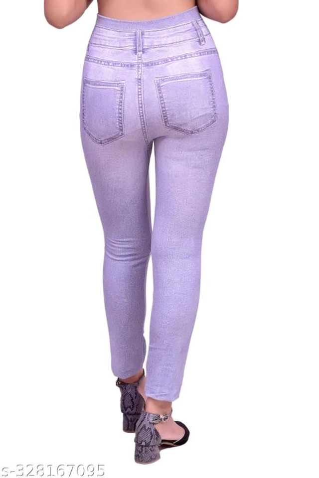 Polycotton Dyed Jeggings for Girls (Lavender, 5-6 Years)