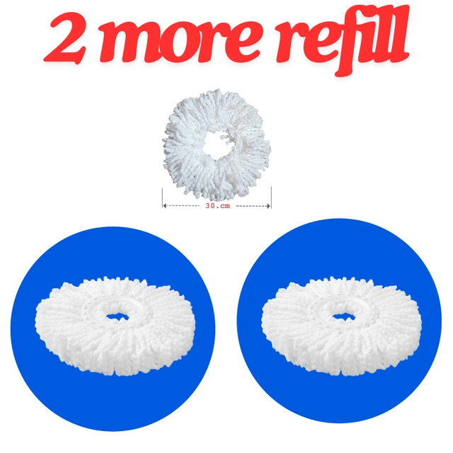 Stainless Steel Spin Mop Rod Set with 2 Pcs Refill (Blue & White, Set of 2)