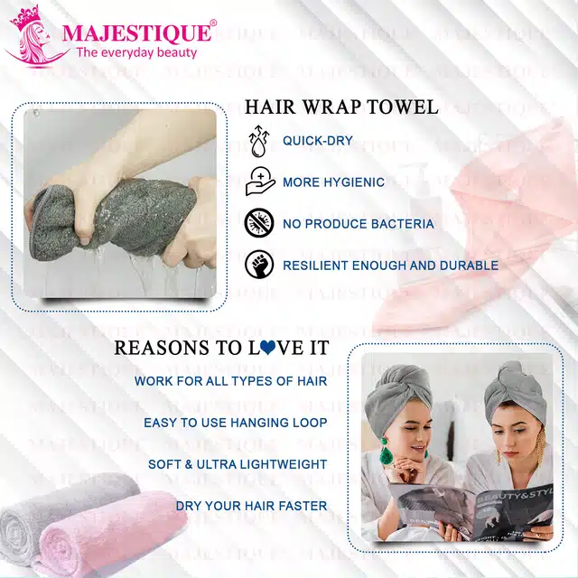 Majestique Microfiber Hair Towel Wrap for Women & Men For Quick Hair Dry (Pack of 1, Assorted) (BB-31)