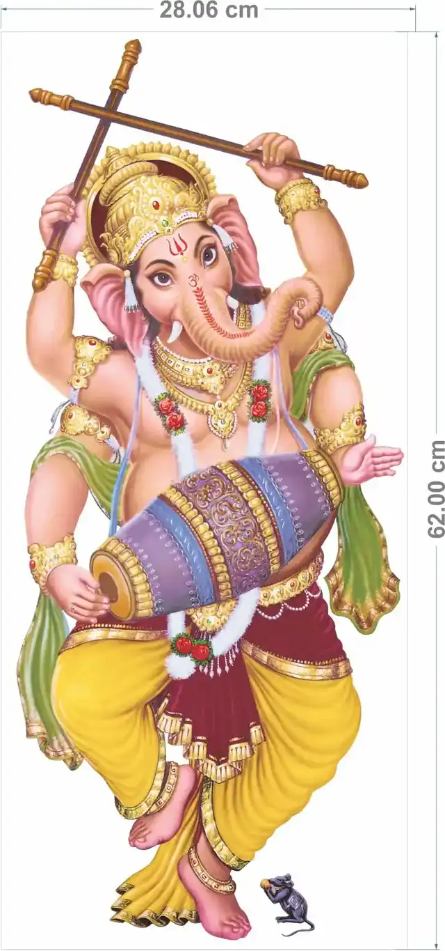 गॉड & गोड्स डांडिया डांस गणेशा 236 वॉल स्टीकर (40 x 60 x 0.1 Cm)