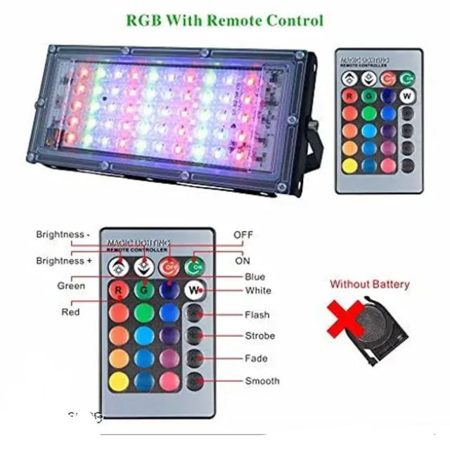 Waterproof Remote Control 7 Modes LED Wall Light (Multicolor, 50 W)