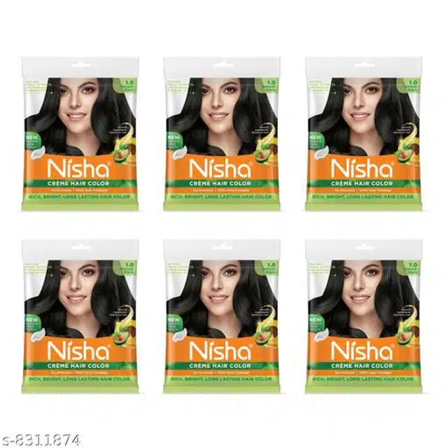 Nisha Cream Hair Color (Natural Black, 40 g) (Pack of 6)