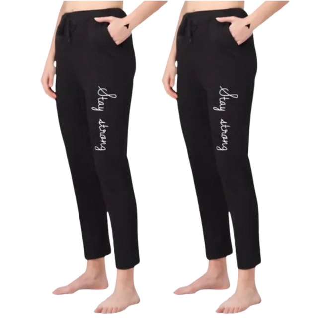 Cotton Solid Trouser for Women (Black, S) (Pack of 2)