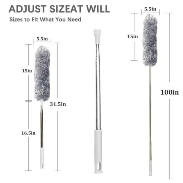 Duster with Extension Pole Cleaner for Home (Grey, Set of 1)