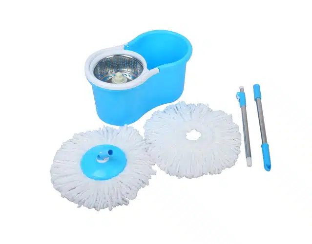 Self Spin Bucket Mop with 2 Refills (Blue, Set of 1)