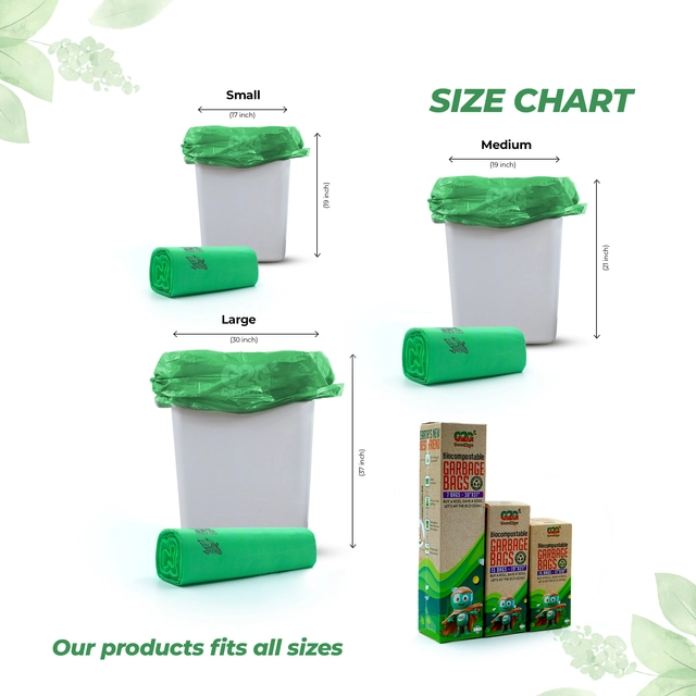 Good2Go Biodegradable 15 Pcs Garbage Bags (Green, 13 L) (17x19 inches, Pack of 3)