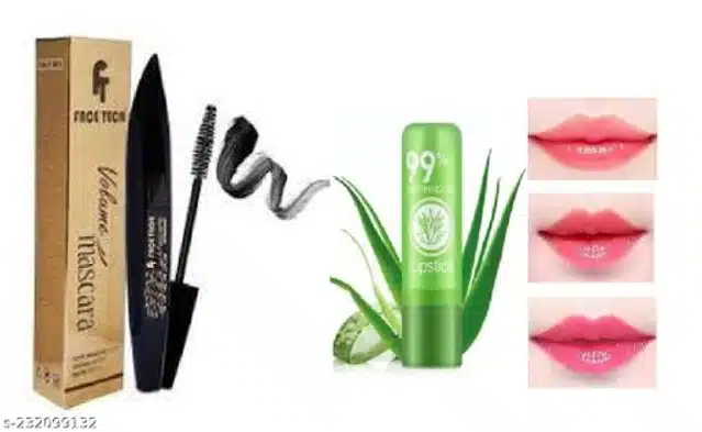 Face Tech Full Curl Mascara with Aloevera Lip Balm (Set of 2)