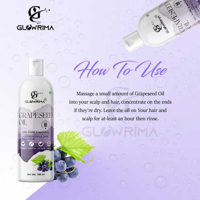 Glowrima 100% Cold Pressed Grapeseed Oil For Skin Tightening, Acne & Hair Growth (100 ml) (G-827)
