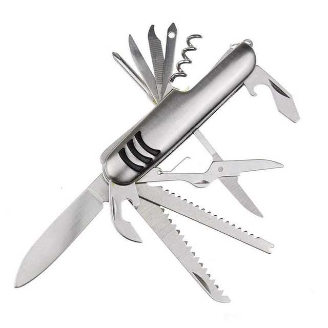 Multipurpose 11 In 1 Stainless Steel Swiss Army Style Pocket Knife Multitool (Kk-011)