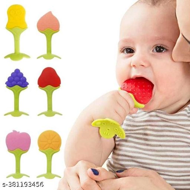 Silicone Teether with Fruit Nibbler (Multicolor, Set of 2)