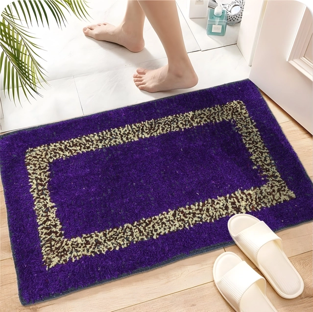 QALEEN Cotton Door Mat Home Decorative Carpet Door Rug Floor Mat (Purple, Pack of 2)