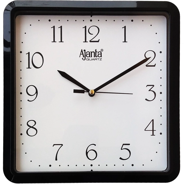 Plastic Ajanta Wall Clock (Black, 22 cm)