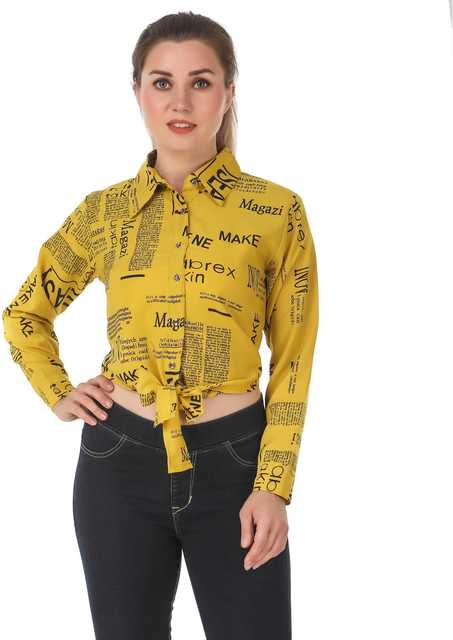 Inspire The Next Printed Shirt for Women (Mustard, XL) (ITN-34)
