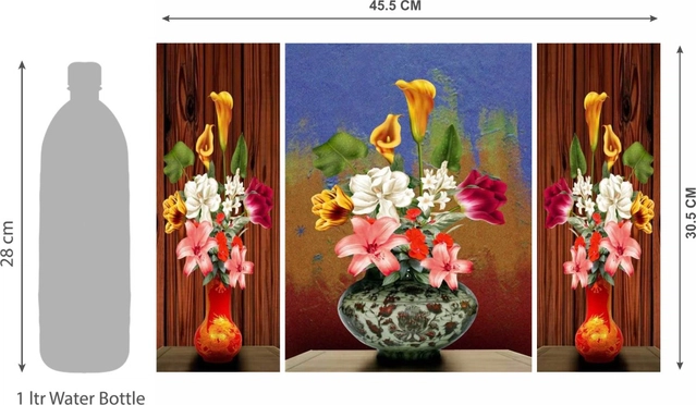 MDF 3 Pcs Designer Wall Painting for Home & Office (Multicolor, 12x18 Inches) (Set of 1)