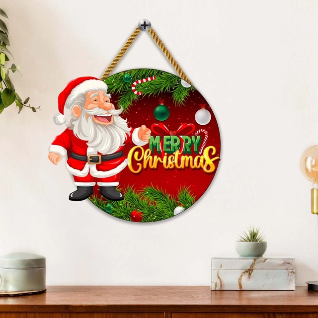 Wooden Wall Hanging for Christmas (Multicolor, Pack of 2)