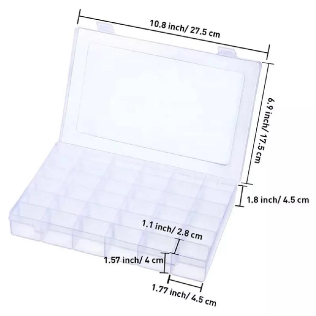 Plastic 36 Cells Rectangular Earrings Storage Box (White)