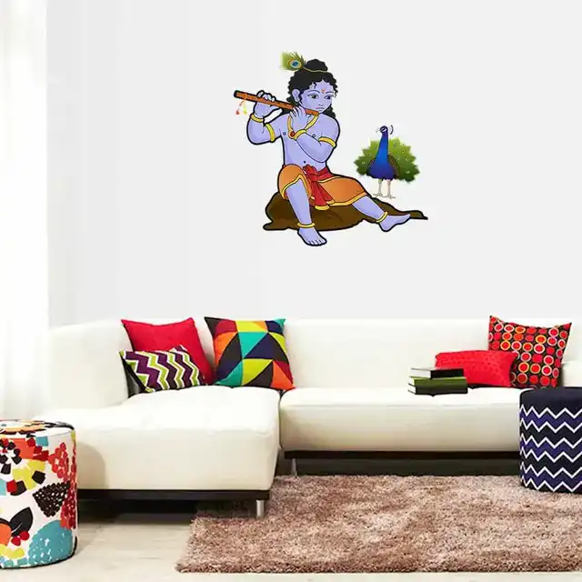 गॉड & गोड्स कृष्णा जी 349 वॉल स्टीकर (40 x 60 x 0.1 Cm)