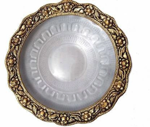 Metal Tortoise with Plate (Gold, Set of 1)