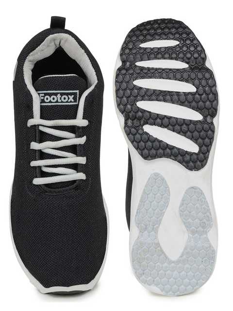 Footox Stylish Mens Casual Shoes (Black & Grey, 10) (F-1150)