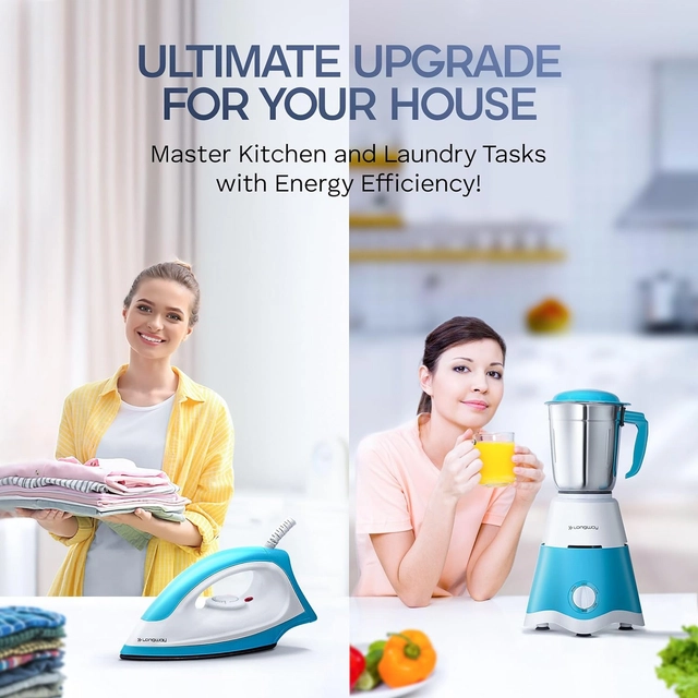 LONGWAY Super Dlx Mixer Grinder (700 W, 3 Jars) & Kwid Dry Iron (1100 W)