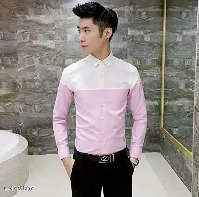 Casual Shirt for Men (Pink, XL)