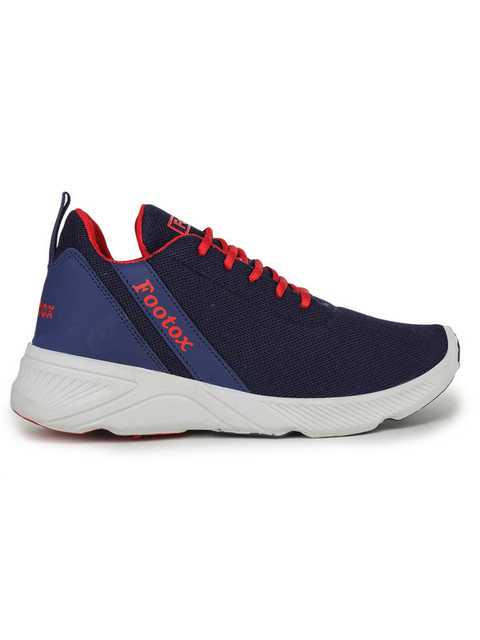 Footox Stylish Mens Casual Shoes (Navy Blue & Red, 12) (F-1576)