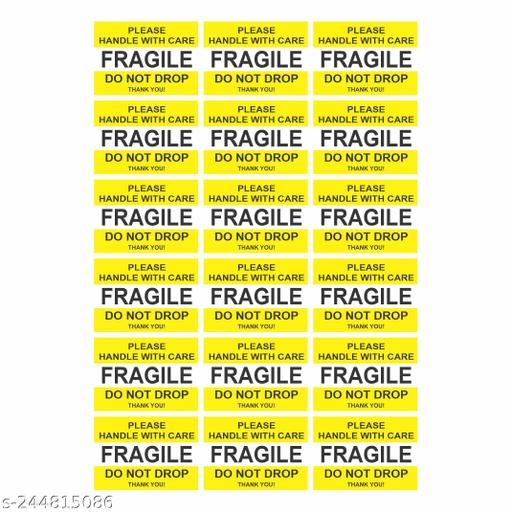 Fragile Handle with Care Stickers (Multicolor, 7x10 cm) (Pack of 100)