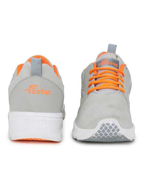 Footox Casual Men Casual Shoes (Grey & Orange, 10) (FF-60)
