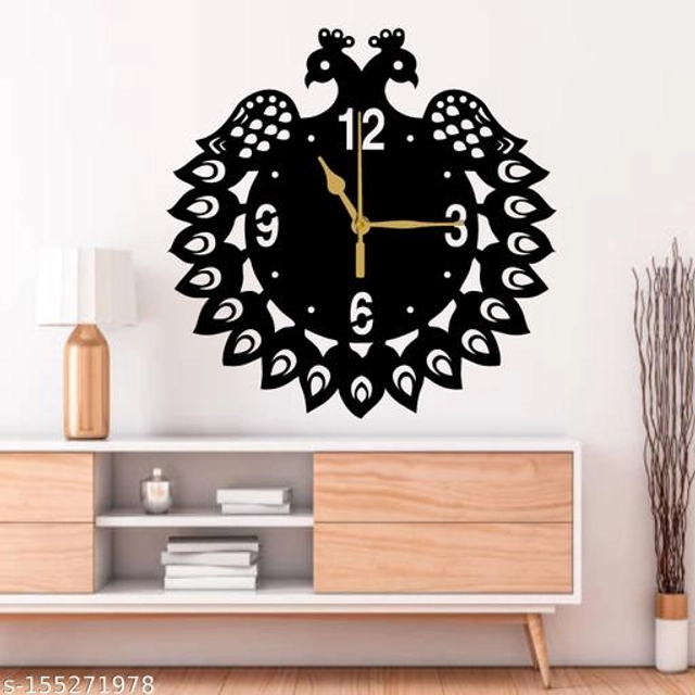 Wooden Wall Clock for Home (Black)