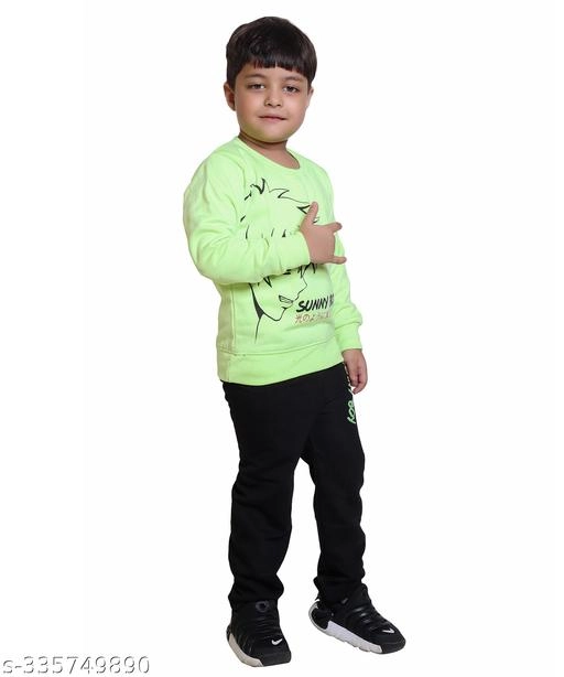 Cotton Blend Printed Clothing Set for Boys (Green & Black, 6-12 Months)