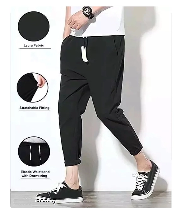 Lycra Solid Trackpant for Men (Black, M)