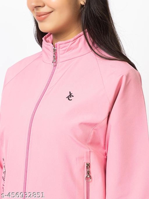 Cotton Blend Full Sleeves Jacket for Women (Pink, L)