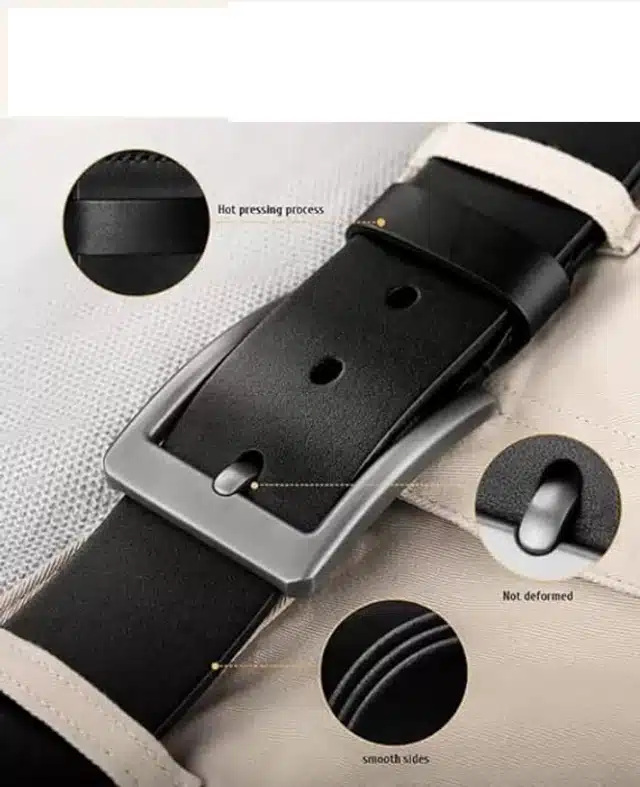 Leather Belt for Men (Black, 42)