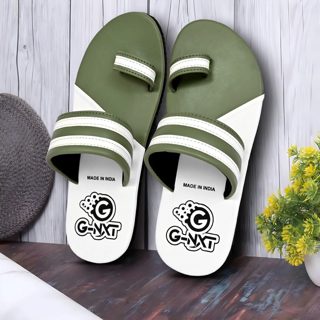 Flipflops for Men (Green & White, 6)