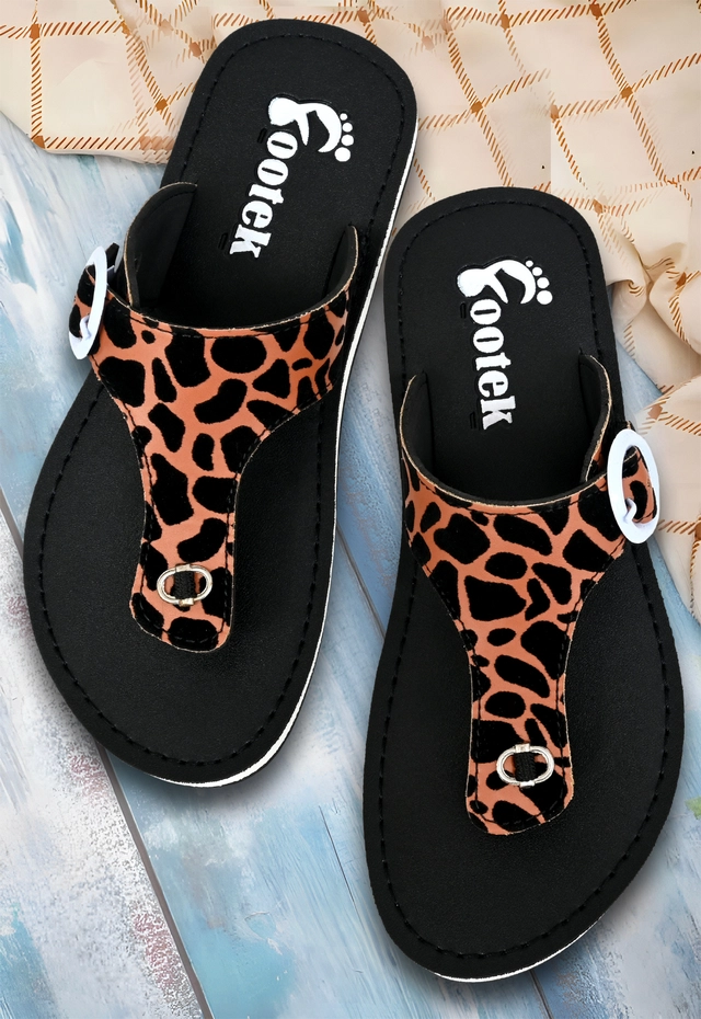 Slippers for Women (Black & Orange, 6)