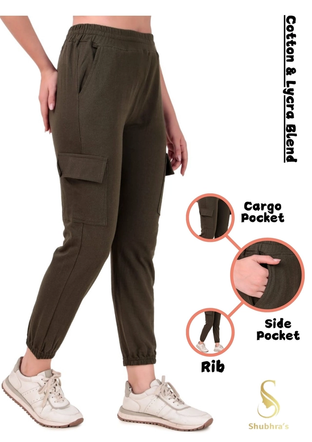 Cotton Blend Slim Fit Cargo for Women (Olive, M)