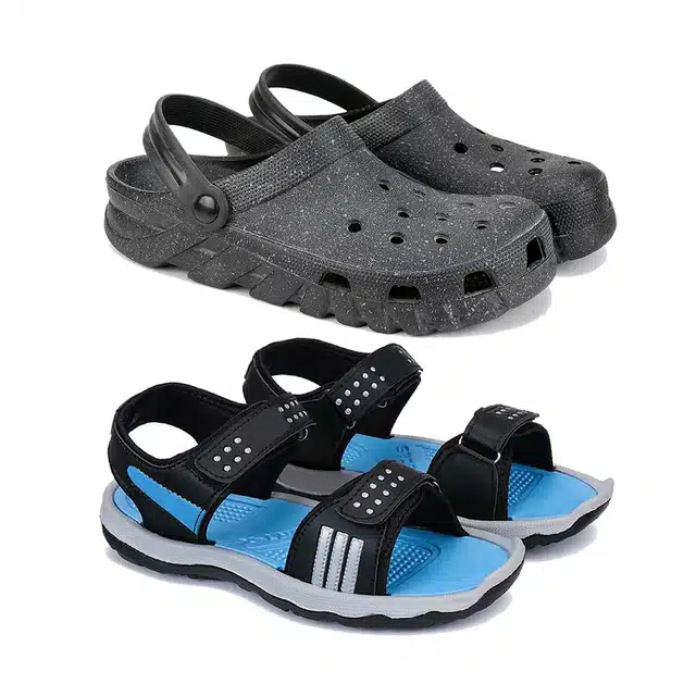 Combo of Clogs & Sandals for Men (Pack of 2) (Multicolor, 6)