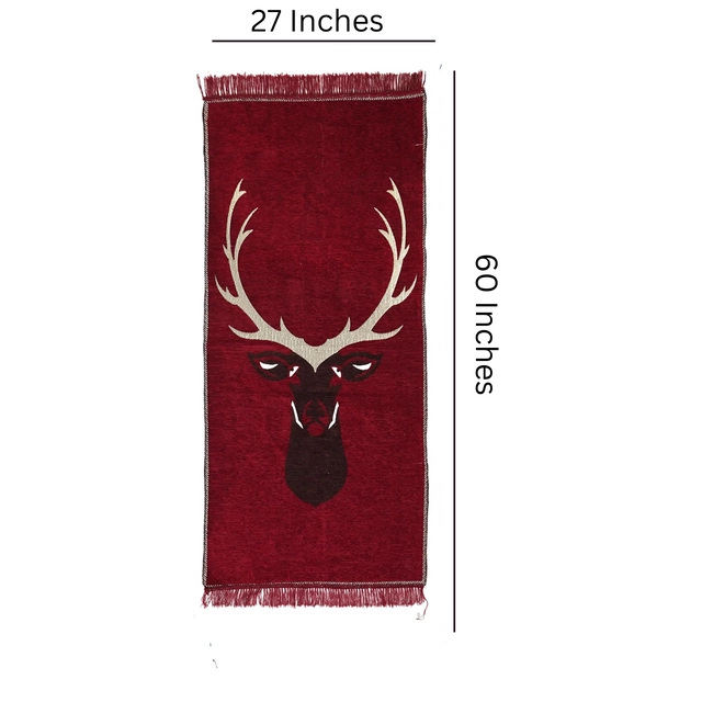 Cotton Printed Welcome Christmas Theme Mat (Maroon)