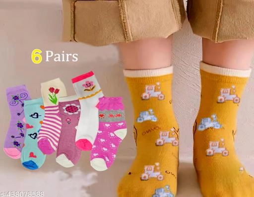 Cotton Socks for Kids (Multicolor, Pack of 6)