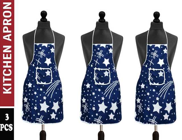 Cotton Waterproof Apron with Front Pocket for Men & Women (Pack of 3) (Multicolor) (A-299)