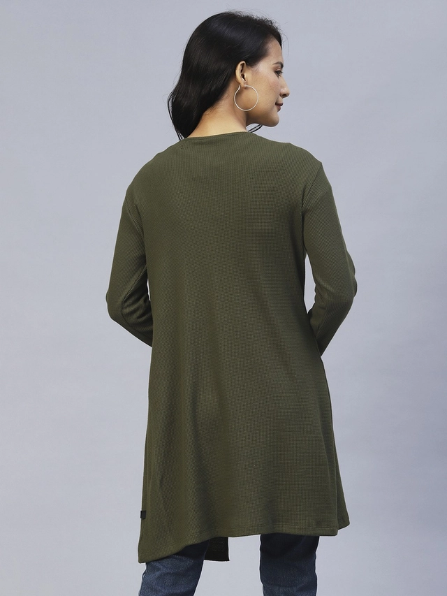 Pure Cotton Solid Shrug for Women (Olive, Free Size)