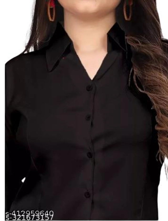 Three-Quarter Sleeves Solid Shirt for Women (Black & Maroon, S) (Pack of 2)