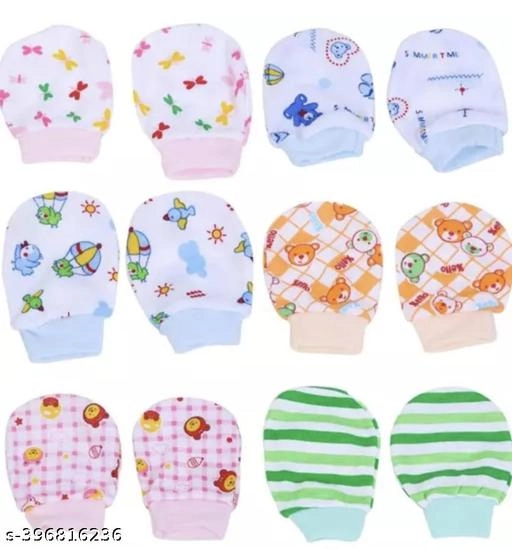 Cotton Gloves for Kids (Multicolor, 0-3 Months) (Set of 6)