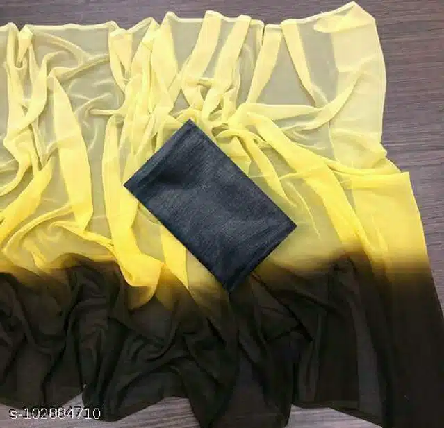 Chiffon Saree for Women (Yellow, 6.3 m)