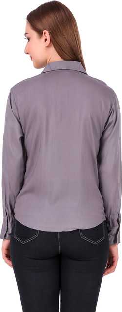 Inspire The Next Rayon Shirt for Women (Grey, S) (ITN-172)