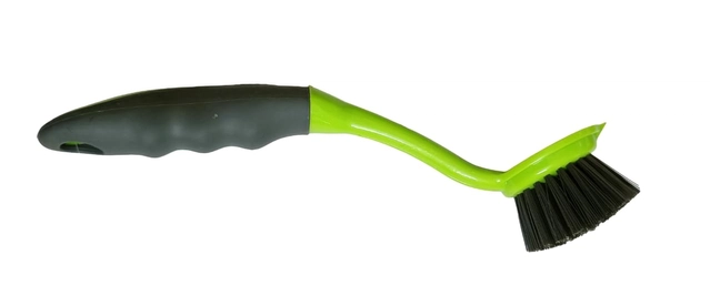 Plastic Heavy Duty Kitchen Scrub Brush with Rubber Grip (Green)