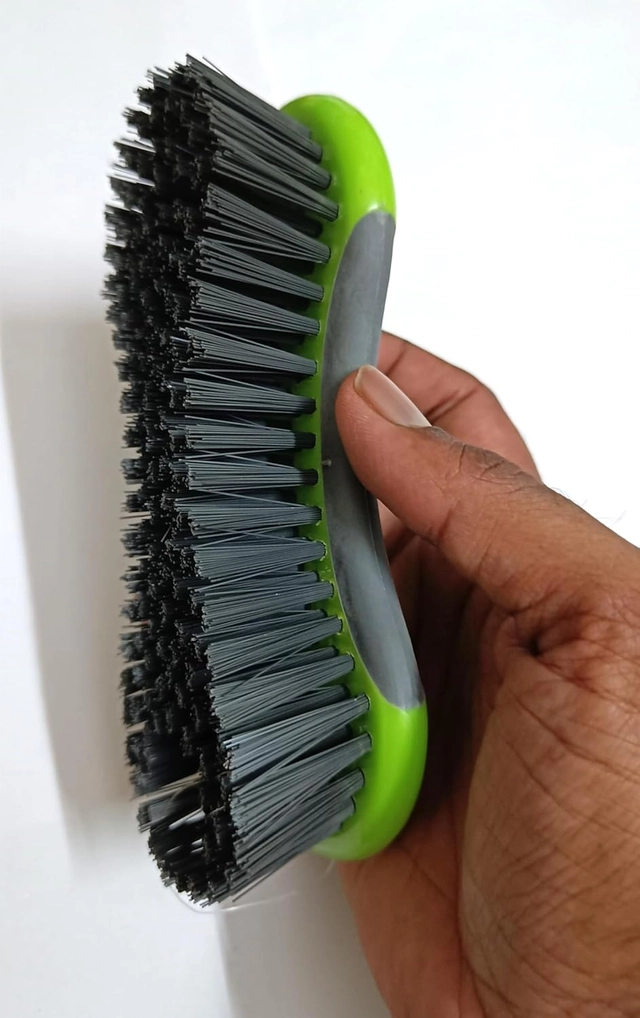 Plastic Heavy Duty Laundry Brush with Rubber Grip (Green)