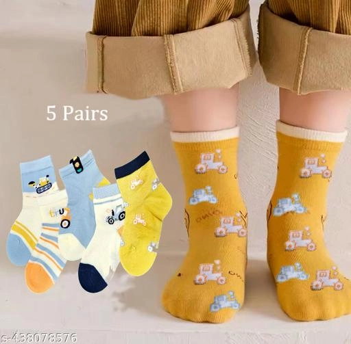 Cotton Socks for Kids (Multicolor, Pack of 5)