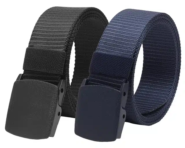 Canvas Belt for Men (Pack of 2) (Multicolor, 42)