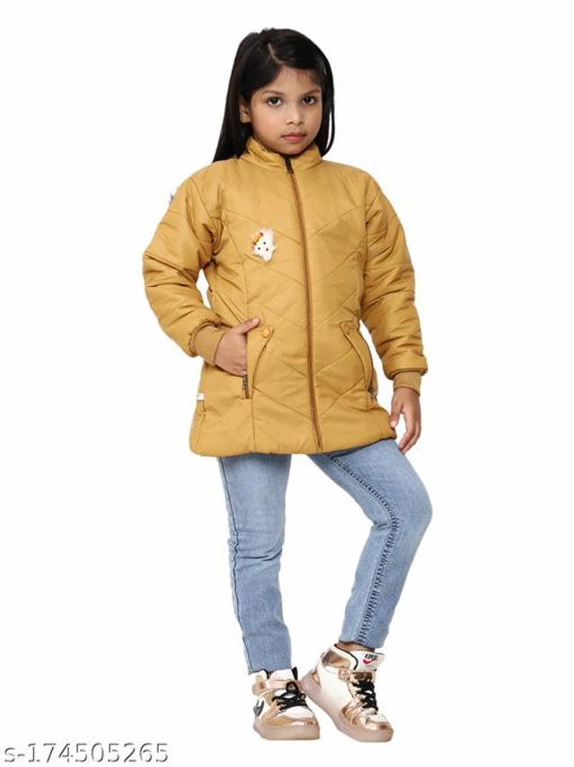 Polyester Jacket for Girls (Mustard, 18-24 Months)